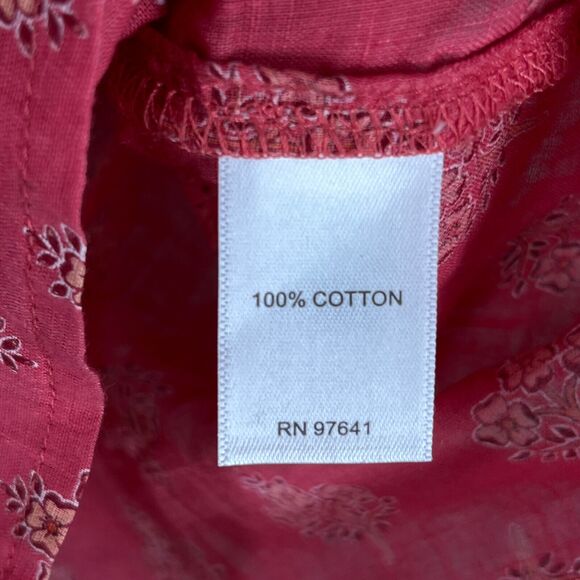 J.Jill Shirt Womens Extra Small Red Pearl Festival Boho Cottage Peasant Blouse - Picture 5 of 10